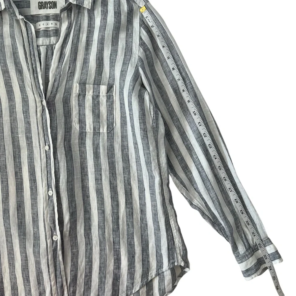 Grayson‎ by Frank & Eileen The Hero 100% Linen Button Up Blue Striped Shirt SZ M - Picture 13 of 13